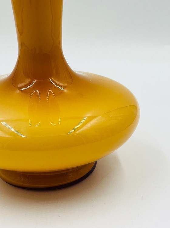 Image 1 of Vintage ochre opaline vase with scalloped neck