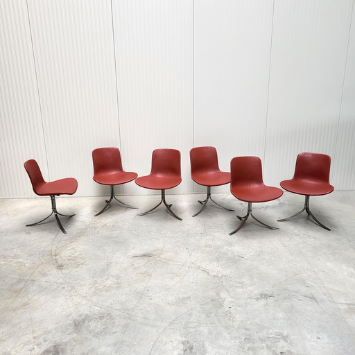 6X Poul Kjaerholm Pk9 Stoel Van Fritz Hansen