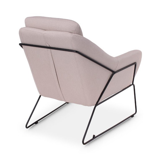 Fauteuil lounge avec cadre métallique et revêtement en tissu, Castle Line, Textile, Beige, Modern (photo 5 sur 6)