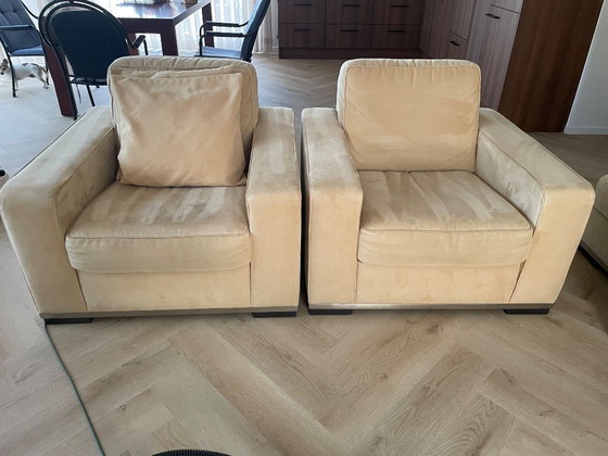 Natuzzi Sofa Set, Seating area, Metal, Textile, Beige (photo 9 of 9)