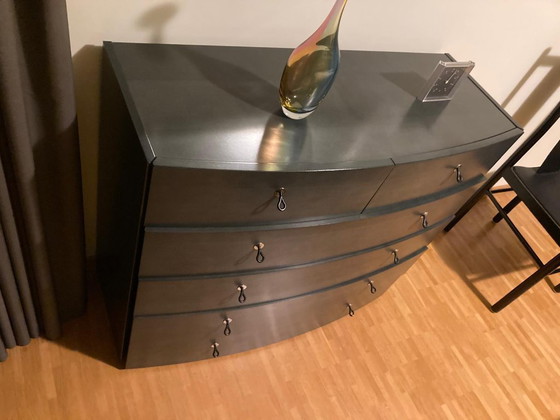 Image 1 of Design chest of drawers PETROL – curved front – 5 drawers – E.F. JONAS Furniture Agencies