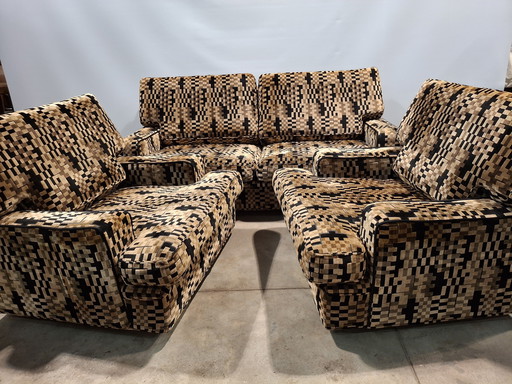 Canapé vintage fauteuils design géométrique rétro