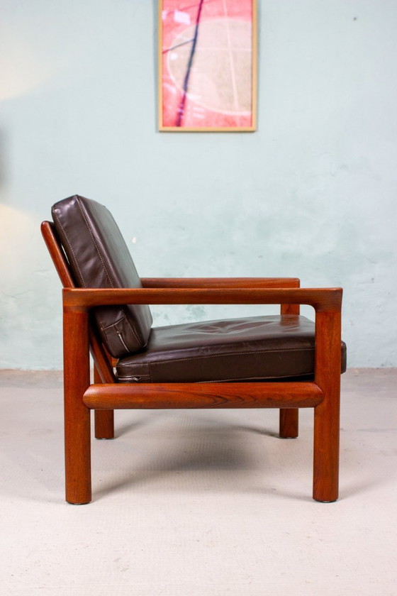 Image 1 of Vintage teakhouten fauteuil Sven Ellekaer comfortabele fauteuil uit het midden van de vorige eeuw