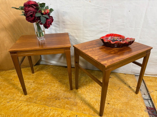 Mid Century Retro Vintage Teak Pair of Side Tables / Lamp Tables / Bedside Tables (Circa 1960–1970) A fantastic and increasingl