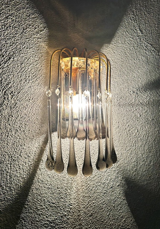 Applique murale vintage noire en forme de goutte, Appliques murales, Cristal, Verre (photo 6 sur 11)