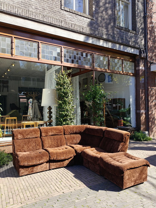 Vintage brown corduroy modular sofa