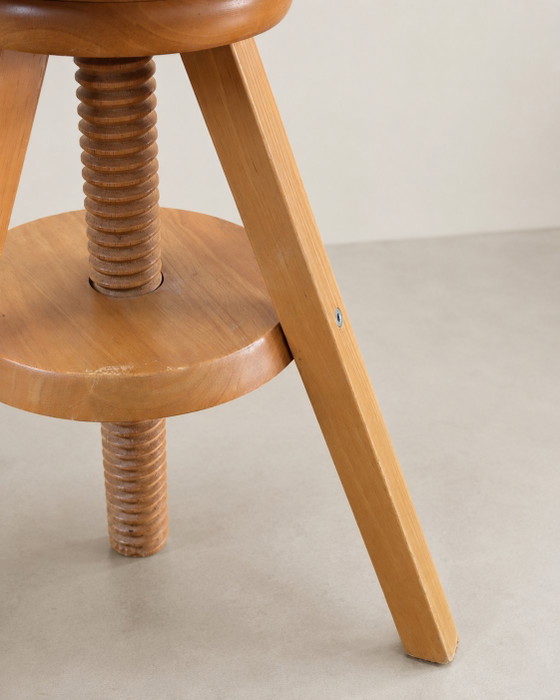 Image 1 of Sgabello allungabile vintage anni '70 in legno massello