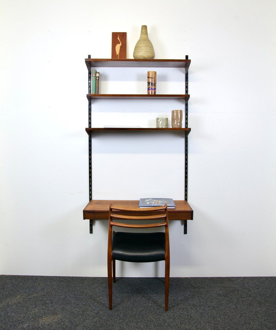 Image 1 of Kai Kristiansen Teakholz-Schreibtisch-Wandregal-Set aus den 1960er Jahren