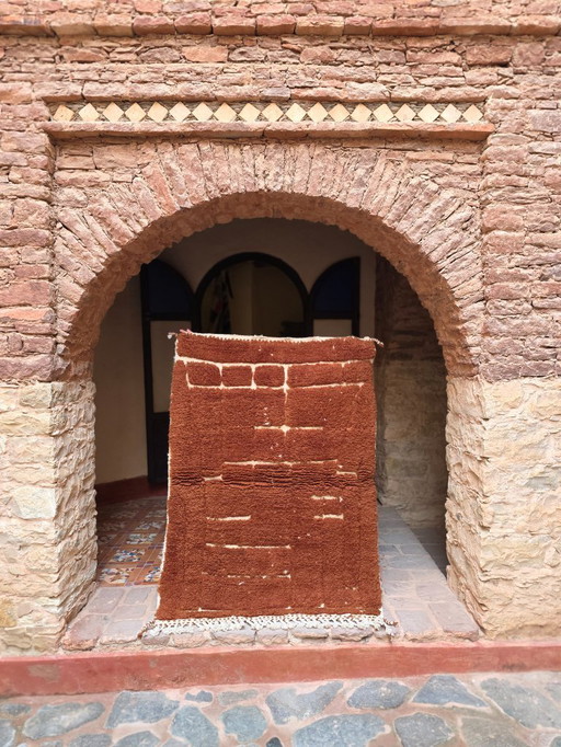 Small brown Moroccan Beni Ourain plush rug 164 x 103 cm 