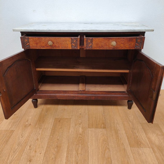 Image 1 of Antike Kommode, Anrichte, Schrank, Waschtisch mit Marmorplatte 302