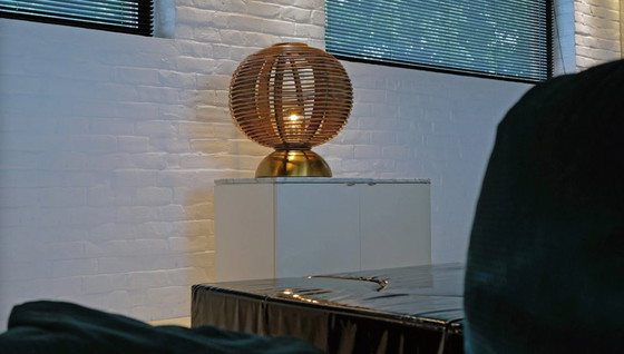 Image 1 of Lampada a globo in bambù vintage, anni '70