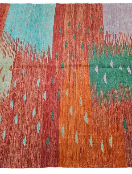 Image 1 of Hand-knotted Oriental wool Modern Abstract Kelim rug New 147x214cm