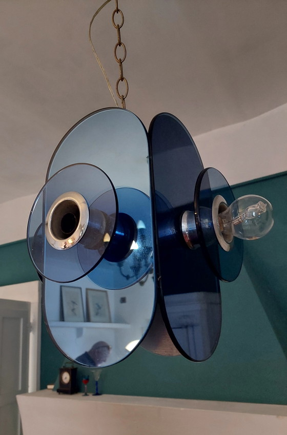 Rara lámpara colgante de la era espacial de los años 70 Arte Linea – Lámparas colgantes, Glass, Metal (photo 5 of 10)