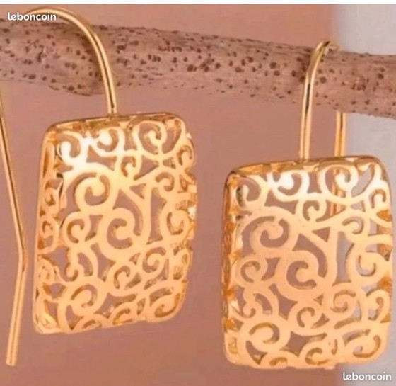 Quadratische Creolen, 14 Karat vergoldet – Sans marque, Geschenke (photo 5 of 5)