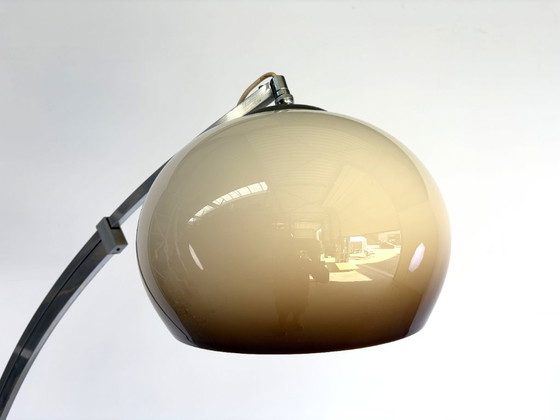 Lagre ausziehbare Bogen Stehleuchte, 70er Jahre – Stehleuchten, Glas, Chrom (photo 13 of 14)