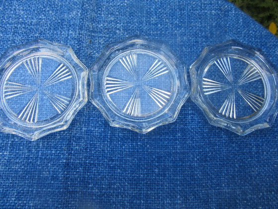 Juego de 4 posavasos de cristal VMC Reims France, posavasos de cristal estilo Crystal, vajilla con diseño de (photo 6 of 9)