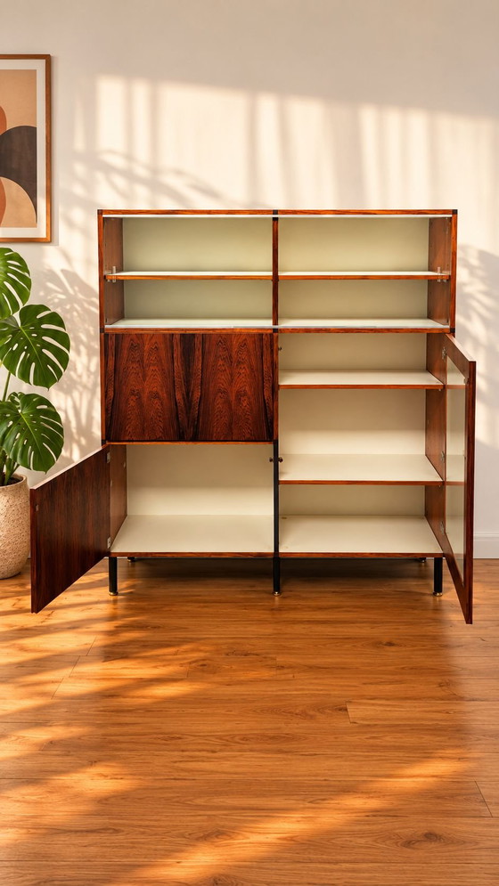 Vintage Scandinavian design display cabinet, Metal, Brass, Black (photo 8 of 8)
