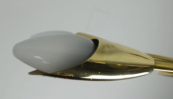 Image 1 of large 12-light sputnik spider ceiling light brass black metal 1950s mid century stilnovo era