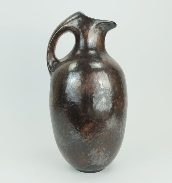 Image 1 of ruscha art VASE Krug Tropfglasur Schattierungen von lila schwarz braun 1970 80er Jahre Modell 370