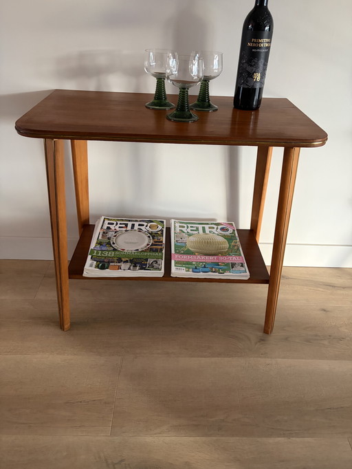 Vintage teakhouten bijzettafel, tafel de televisión 