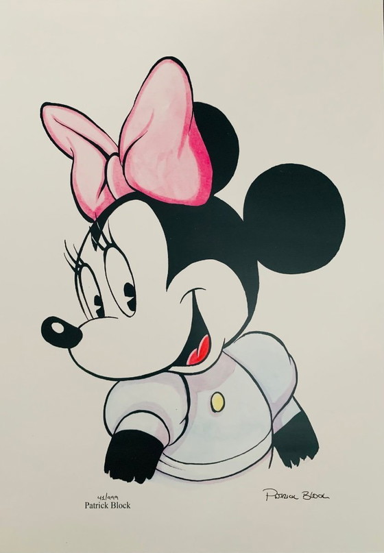 Image 1 of Handsigniert und nummeriert von Patrick Block: "Minnie Mouse". Limitiert auf eine Auflage von 999 Exemplaren, Portraitdruck.