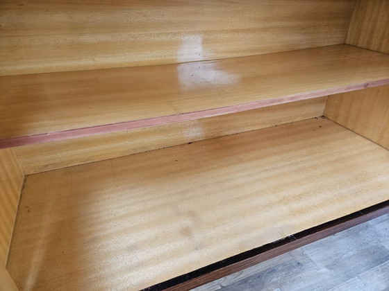 Image 1 of Mahogany-clad sideboard with glass top