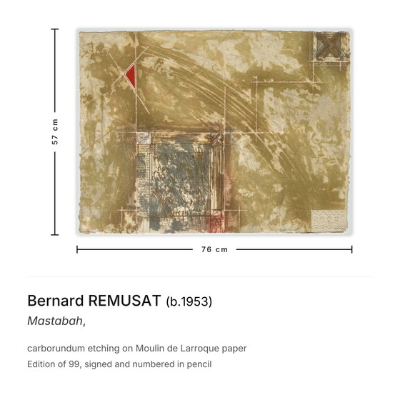 Image 1 of Bernard REMUSAT Mastabah Incisione al carborundum firmata