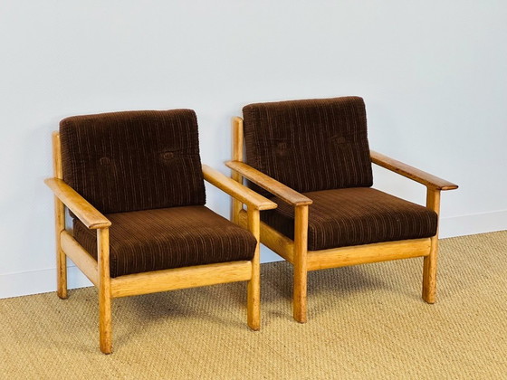 Image 1 of Ensemble de Salon modulable Vintage en Chêne et Velours Côtelé, 1960s, Set de 5