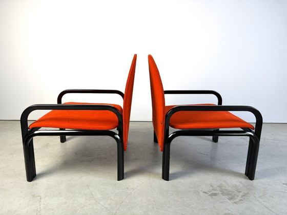 Armchairs with orange upholstery, Knoll, Metal, Textile, Postmodern (photo 6 of 12)