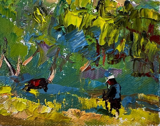 Image 1 of Original Oil Painting Summer Forest Landscape Nature with an Old House