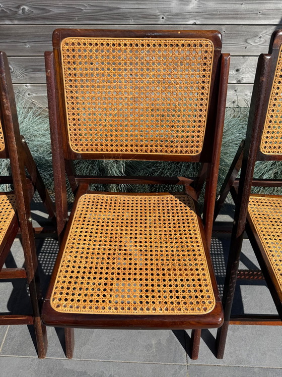 Image 1 of 4 sedie pieghevoli vintage con struttura in tessuto, anni '60