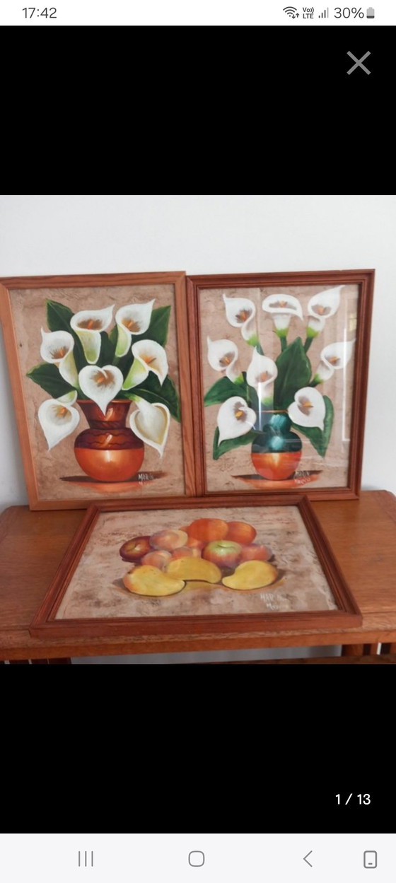 Image 1 of rare triptyque d'art amate du mexique – signé Marín Mexico