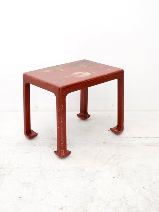 Image 1 of tavolino laterale laccato rosso art déco giapponese