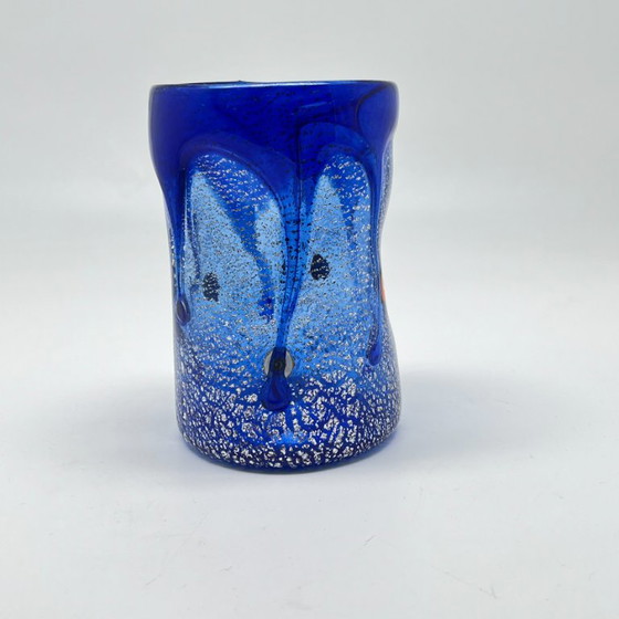 Murano Art Glass Tumbler / Vase – Silver Leaf & Murrines – Hand-blown – Glass & Decanter (photo 6 of 20)