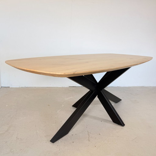 Solid Oak Danish Oval Dining Table 220x100 cm – eettafels, Wood, Metal