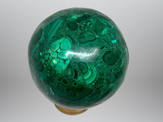 Image 1 of 90mm Polished Malachite Sphere: Superior Quality