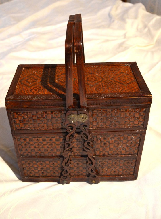 Panier de pique-nique en rotin du XXème siècle, 28x15x23cm – Objets déco, Rattan, Wood (photo 11 of 12)