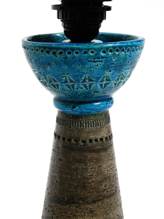 Image 1 of Beautiful 1960s Rimini Blue Ceramic Table Lamp by Aldo Londi for Bitossi, Italy