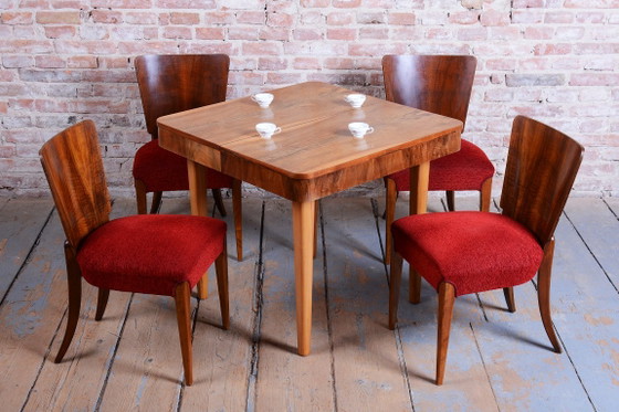 Juego de 4 Sillas Art Déco Originales, J. Halabala, UP Zavody, Nogal, Checas, Años 40 – Sillas de comedor (photo 6 of 14)