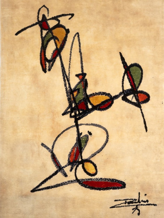 Image 1 of Dan Hôo. Tapisserie nouée main en laine mérinos. Contemporain.