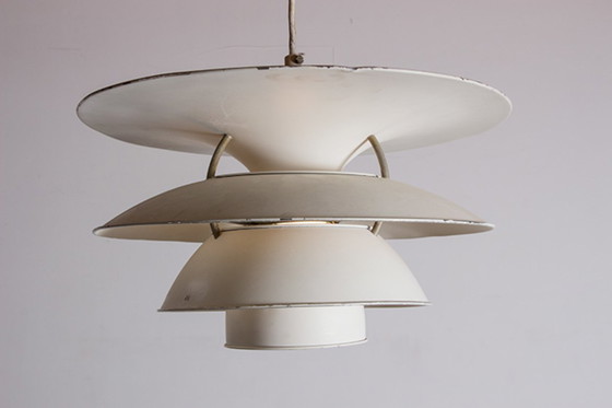 Image 1 of Danish suspension lamp in brushed metal, Model PH 6 ½ -6V Called "Charlottenborg" by Poul Henningsen for Louis Poulsen