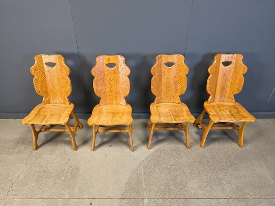 Image 1 of Chaises de salle à manger rustiques vintage, ensemble de 4 - années 1960