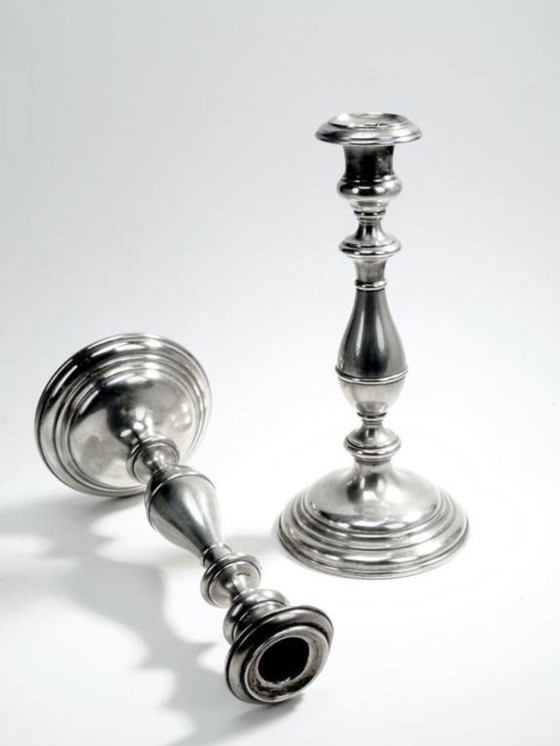 Verguld messing kandelaars van Henniger, 19e eeuw, set van 2 – Kandelaars en kaarsen, Metal, Brass (photo 3 of 9)