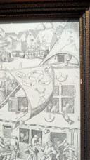 Incisione su Rame Antica Da Pieter Bruegel il Vecchio - "La Fiera di Hoboken" (Ca. XVII-XVIII Secolo) – In Bella Cornice (50x36 