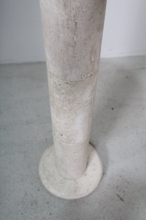 Image 1 of Colonne à plantes en travertin vintage et marbre