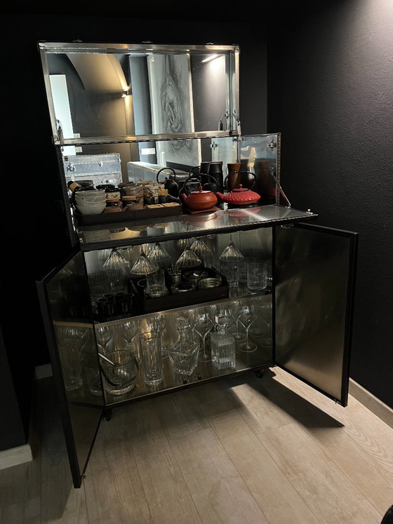 RH Leather Mayfair Steamer Trunk Bar Cart - Saddle Black, Restoration Hardware, Chest of drawers, Metal (photo 14 of 14)