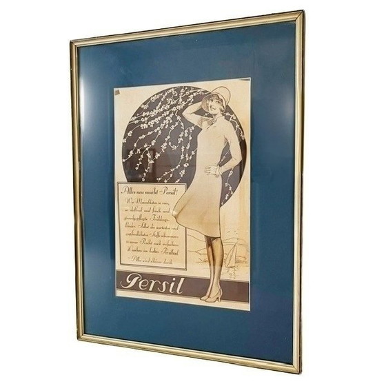 Image 1 of Vintage Art Deco framed Persil advertising advertisement white lady blue passe-partout 1920s