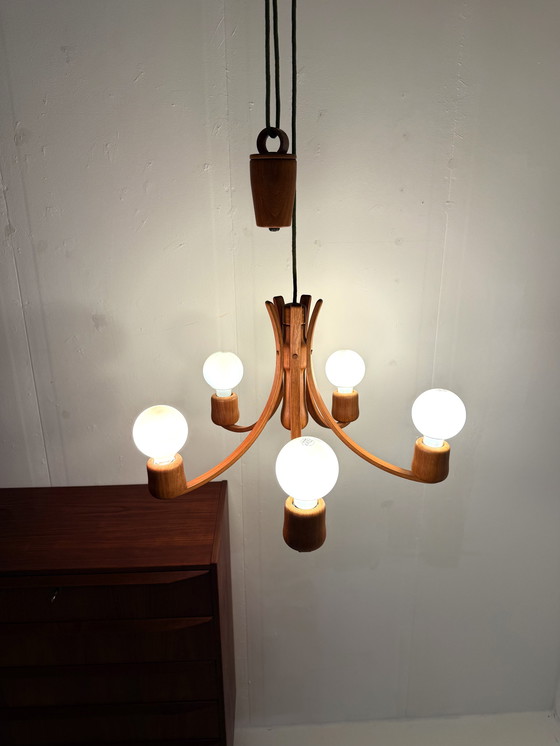 Image 1 of Contrepoids de lustre en teck vintage, Domus '80