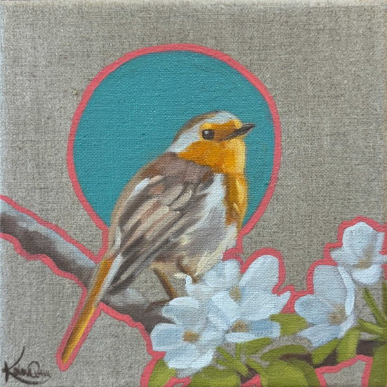 Image 1 of Robin, oil on canvas, 20x20 cm, Sandra Kolondam