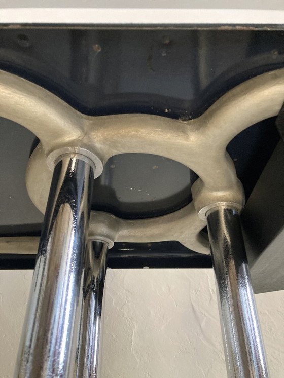 Image 1 of Antique cast iron and enameled metal table, ca. 1950